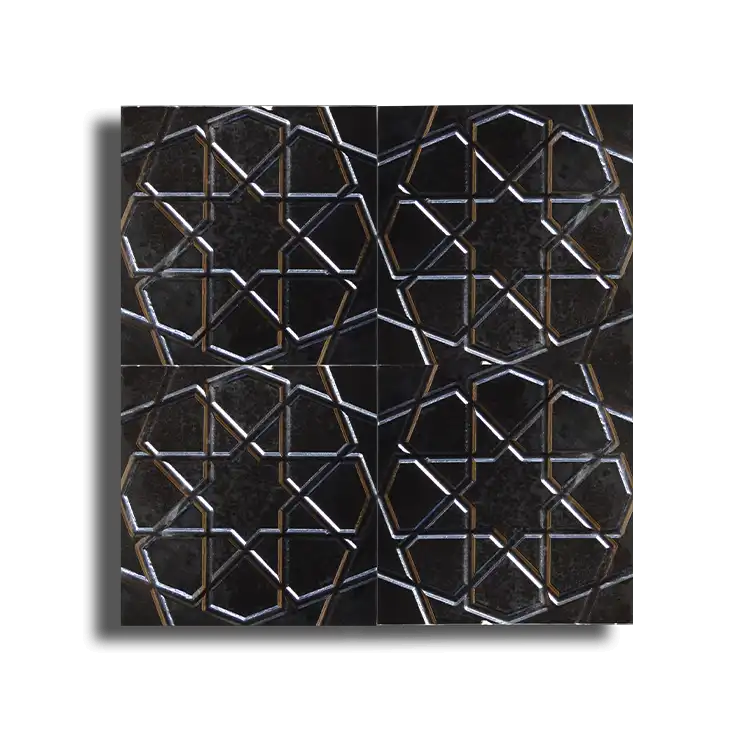 20×20 Metalik Gri Türkmen Yıldızı Seramik Karo
