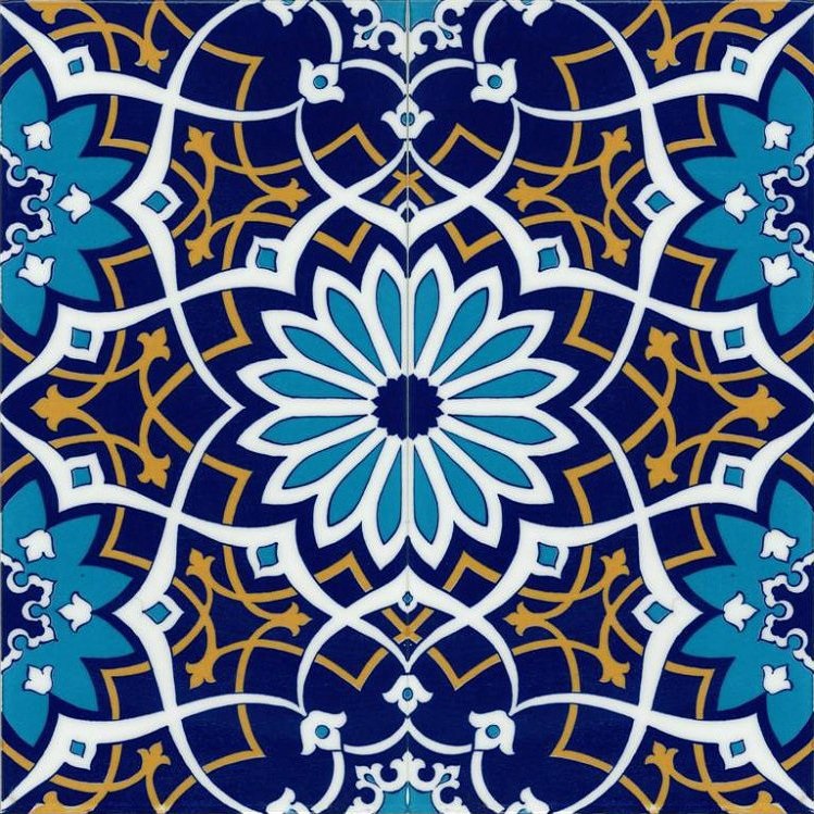 20x20 Cm Çiçek Desen Kütahya İznik Çini Karo