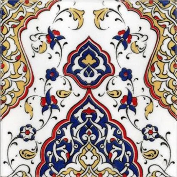 20x20 Cm Kütahya Çinisi Osmanlı Desenli Çini Karo