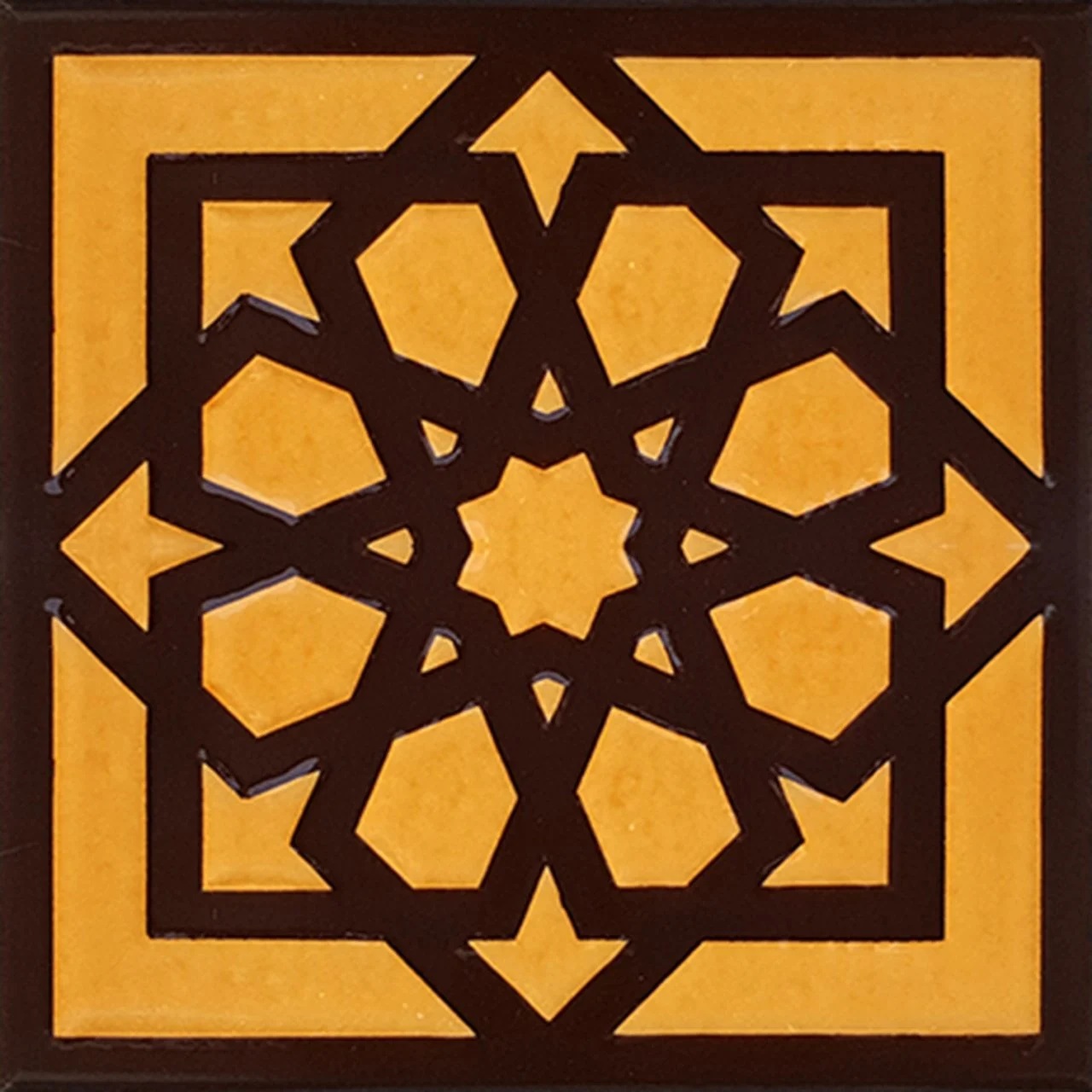 20x20 Cm Kahve Türk Yıldızı Kütahya İznik Çini Karo