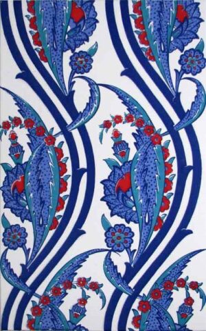 25x40 Cm Desenli İznik Çini Karo Sarmaşık Lale