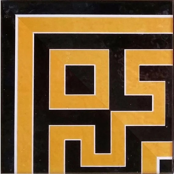 20x20 cm Zincir Desenli İznik Çini Bordür Köşesi