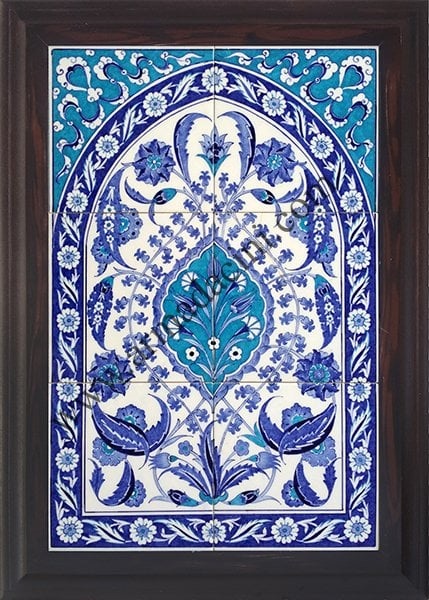 40x60 Cm Mavi Beyaz El Dekoru Çini Pano