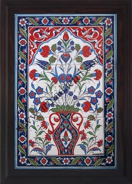 40x60 Cm Saksılı El Dekoru Çini Pano