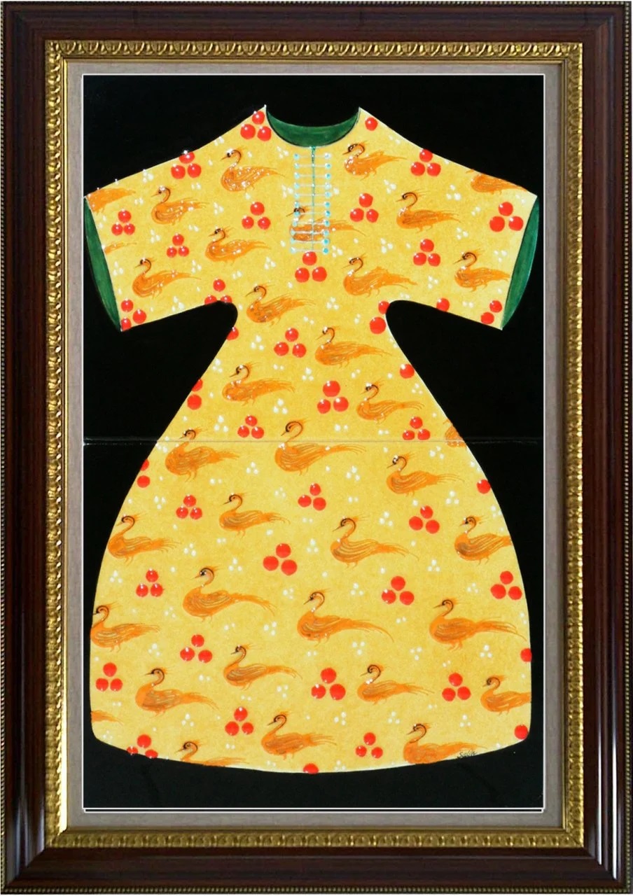 40x60 Cm Sarı Boncuk Kaftan Çini Pano