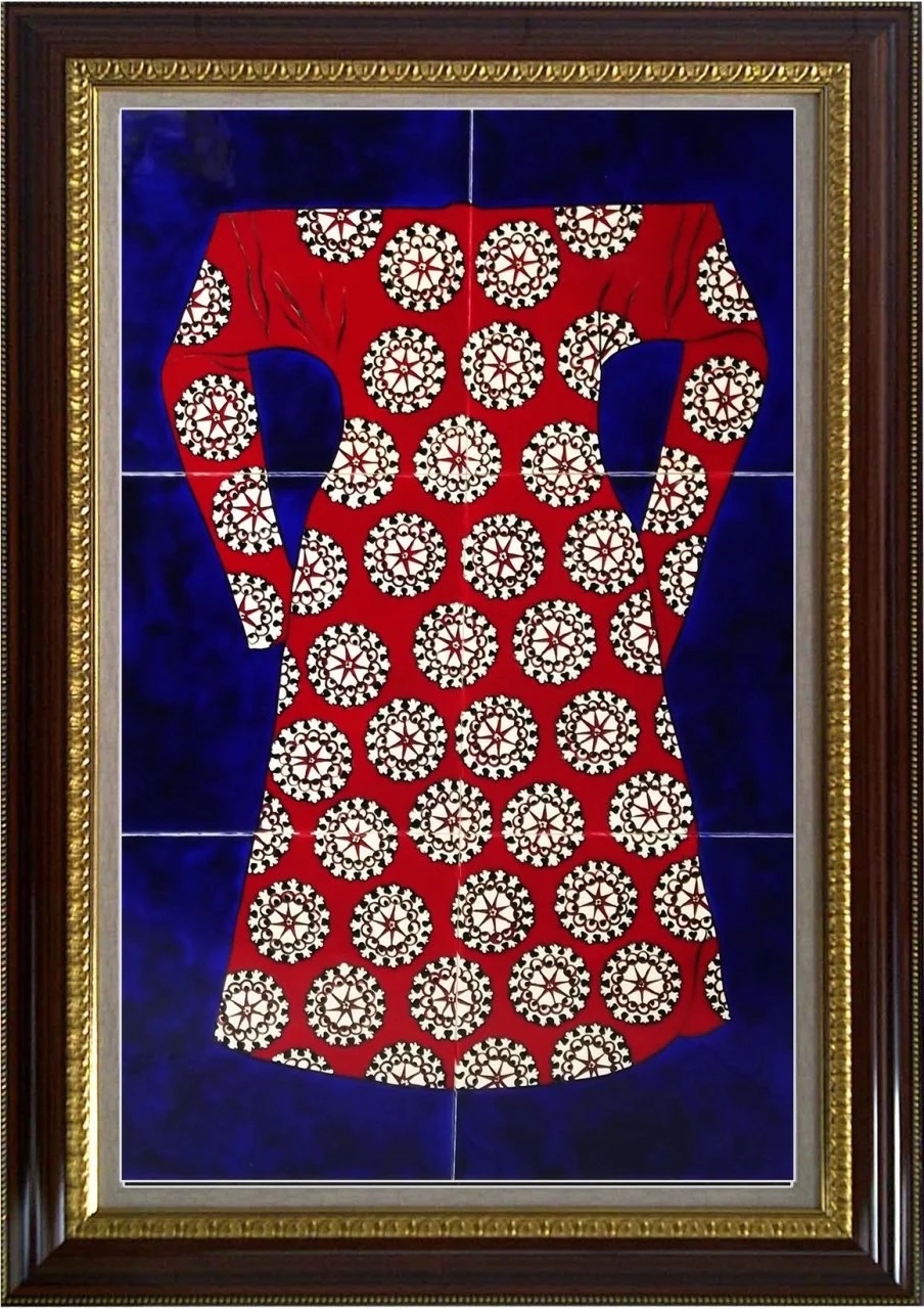 40x60 Cm Kırmızı Dönence Kaftan Çini Pano