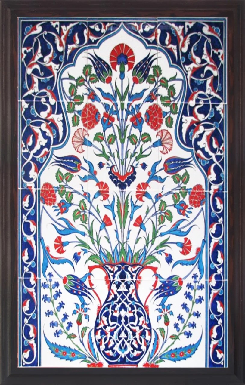 60x100 Cm Mavi beyaz Lotus Pano